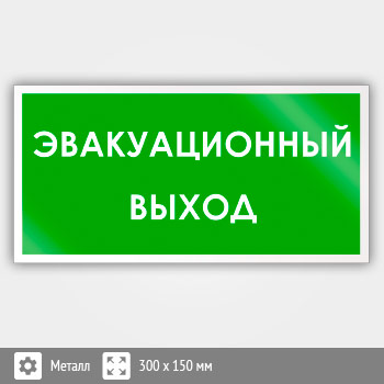 Знак «Эвакуационный выход», B43 (металл, 300х150 мм)
