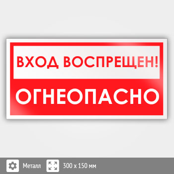 Знак «Вход воспрещен, огнеопасно!», B51 (металл, 300х150 мм)